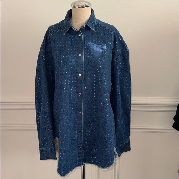 Sandro Crystal Denim Button-Up Shirt - Picture 3 of 6